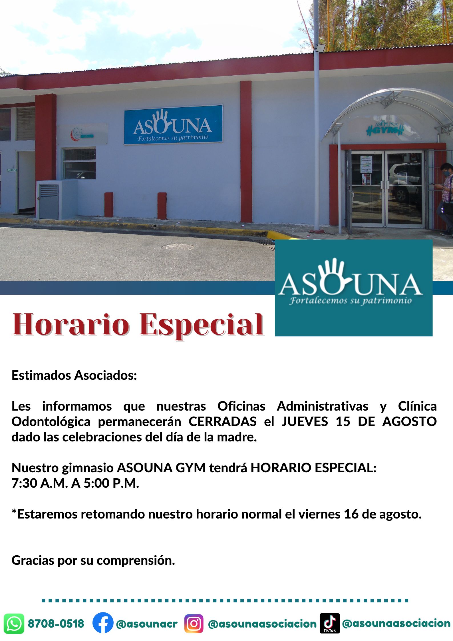 Horario Madre ASOUNA